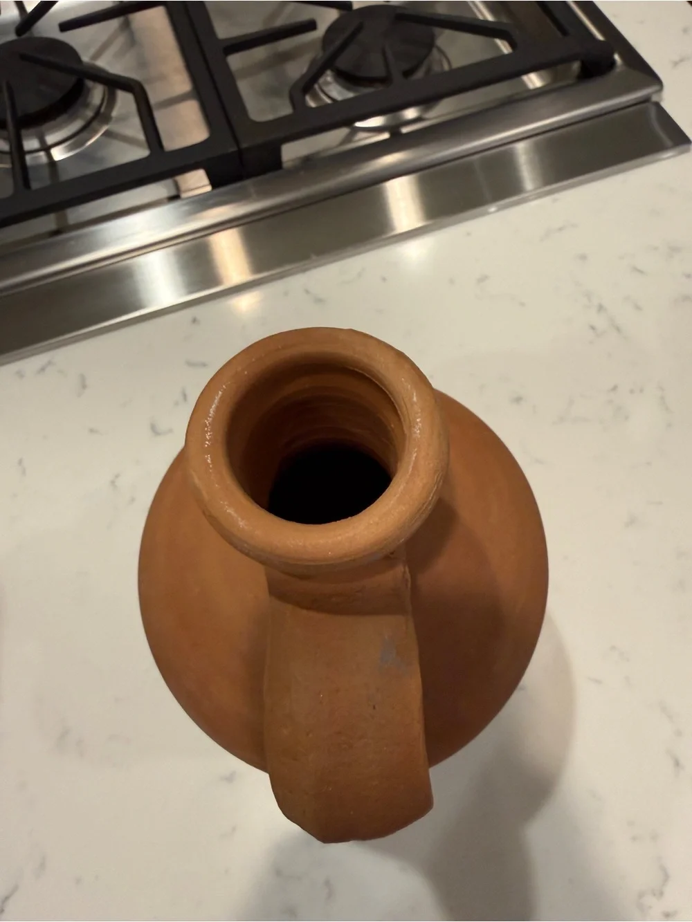 Vintage Hand Thrown Terracotta Amphora Jug Vase Rustic Mediterranean Pottery 9”